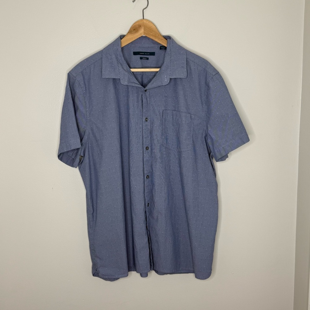 Perry Ellis Men’s XXL Stretch Button Down Collared Shirt Blue